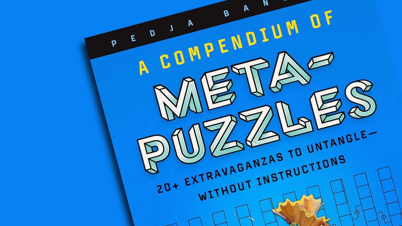 The bright blue cover of A Compendium of Meta-Puzzles.